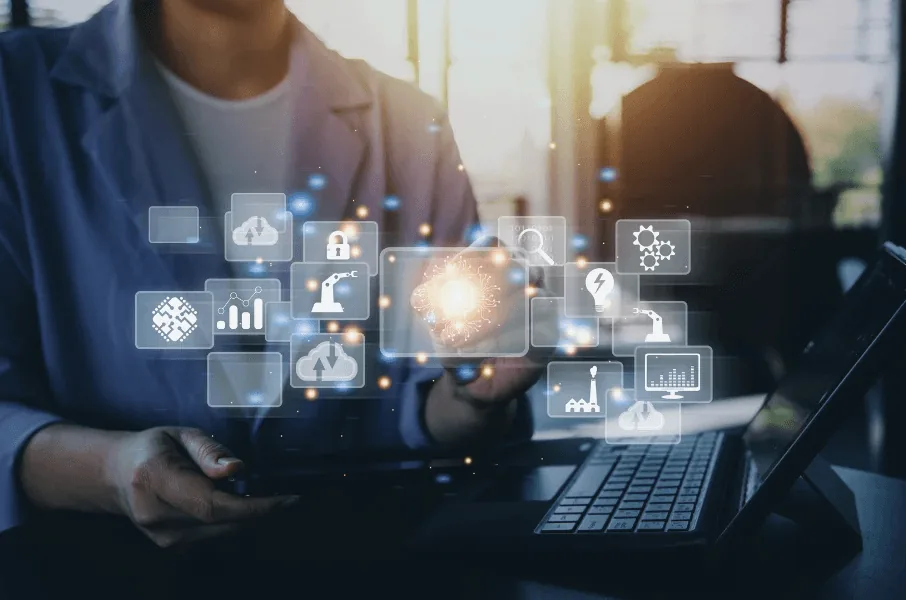 Digital tools and data on a laptop