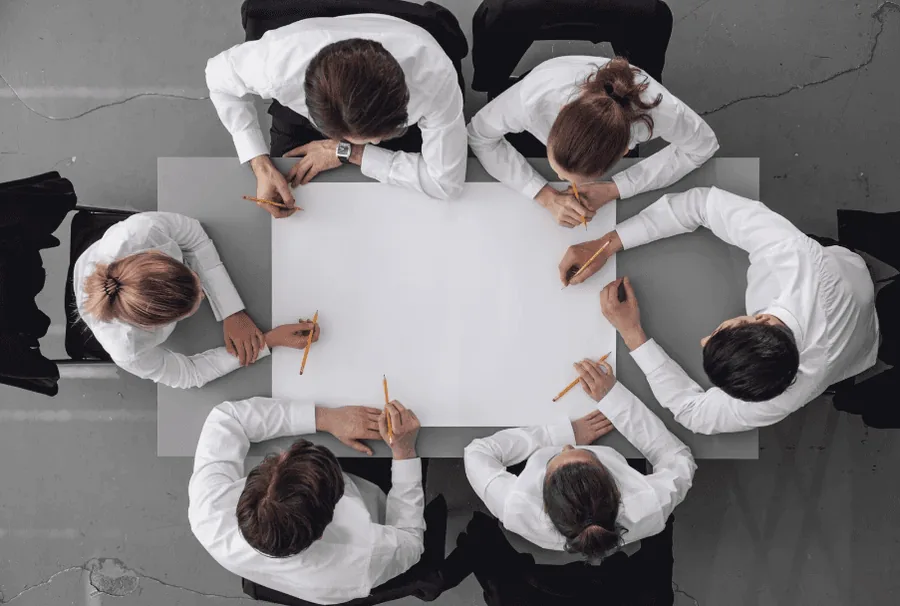 Team working around a table